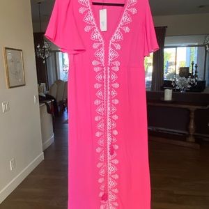 SUMMER!! Brand New!! Pink soft crepe boho dress/lined! Tags still on size S